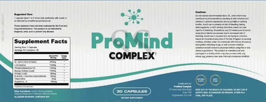 ProMind Complex Supplement Fact